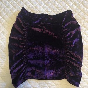 Purple velvet mini skirt with rousing